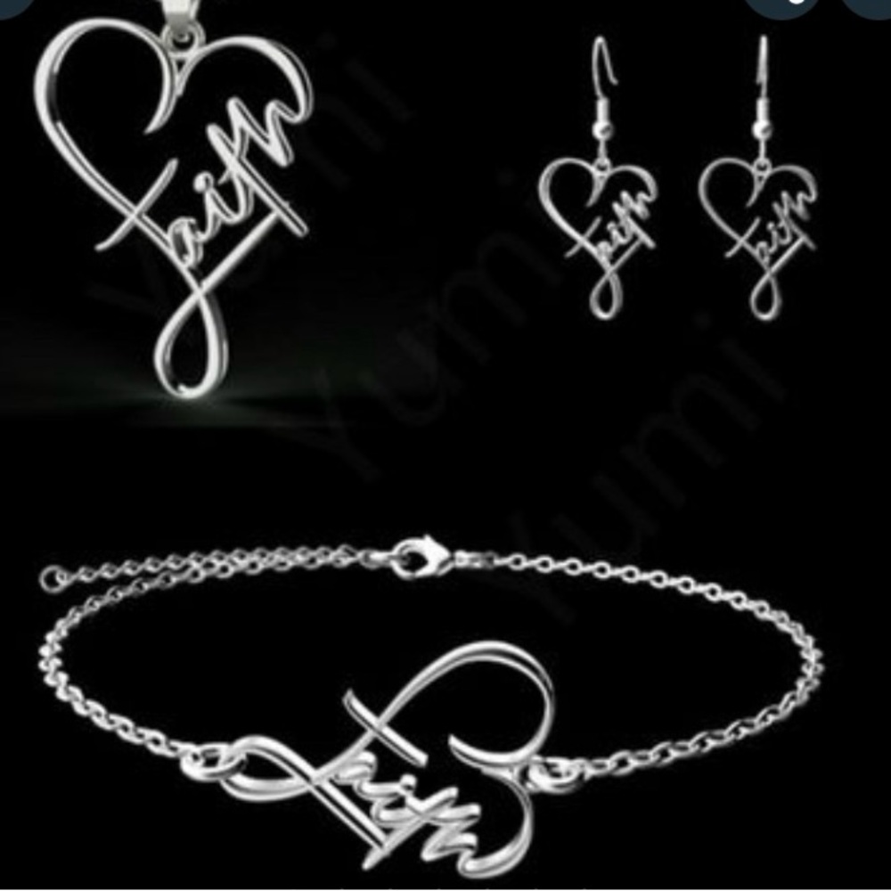 Elegant Silver Faith Jewelry Set